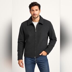 Dockers Premium Wool Men's Jacket Coat Quilted Lining Pockets Collar Gray Medium